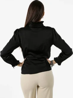Solada Camicia donna a maniche lunghe con rouches - nero
