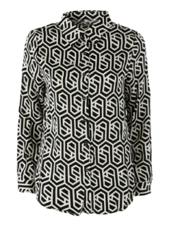 Solada Camicia donna a maniche lunghe con stampe - nero