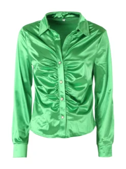 Solada Camicia donna a maniche lunghe effetto raso - verde