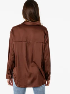 Solada Camicia donna a maniche lunghe in tessuto simil raso - moro