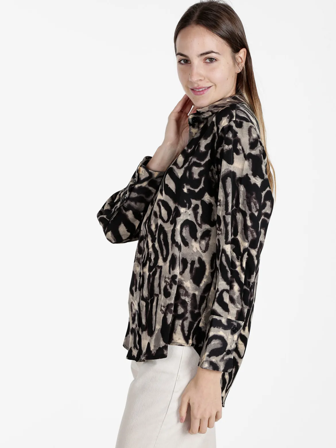Solada Camicia donna animalier a maniche lunghe