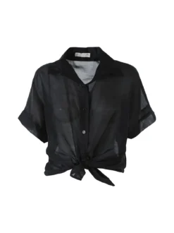 Solada Camicia donna annodata a maniche corte - nero