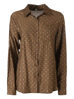Solada Camicia donna a pois con taschino - marrone