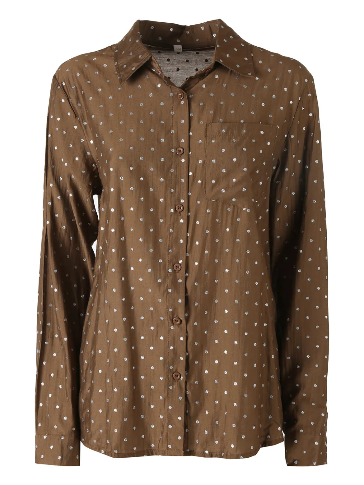 Solada Camicia donna a pois con taschino - marrone