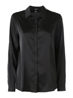 Solada Camicia donna effetto raso a maniche lunghe - nero