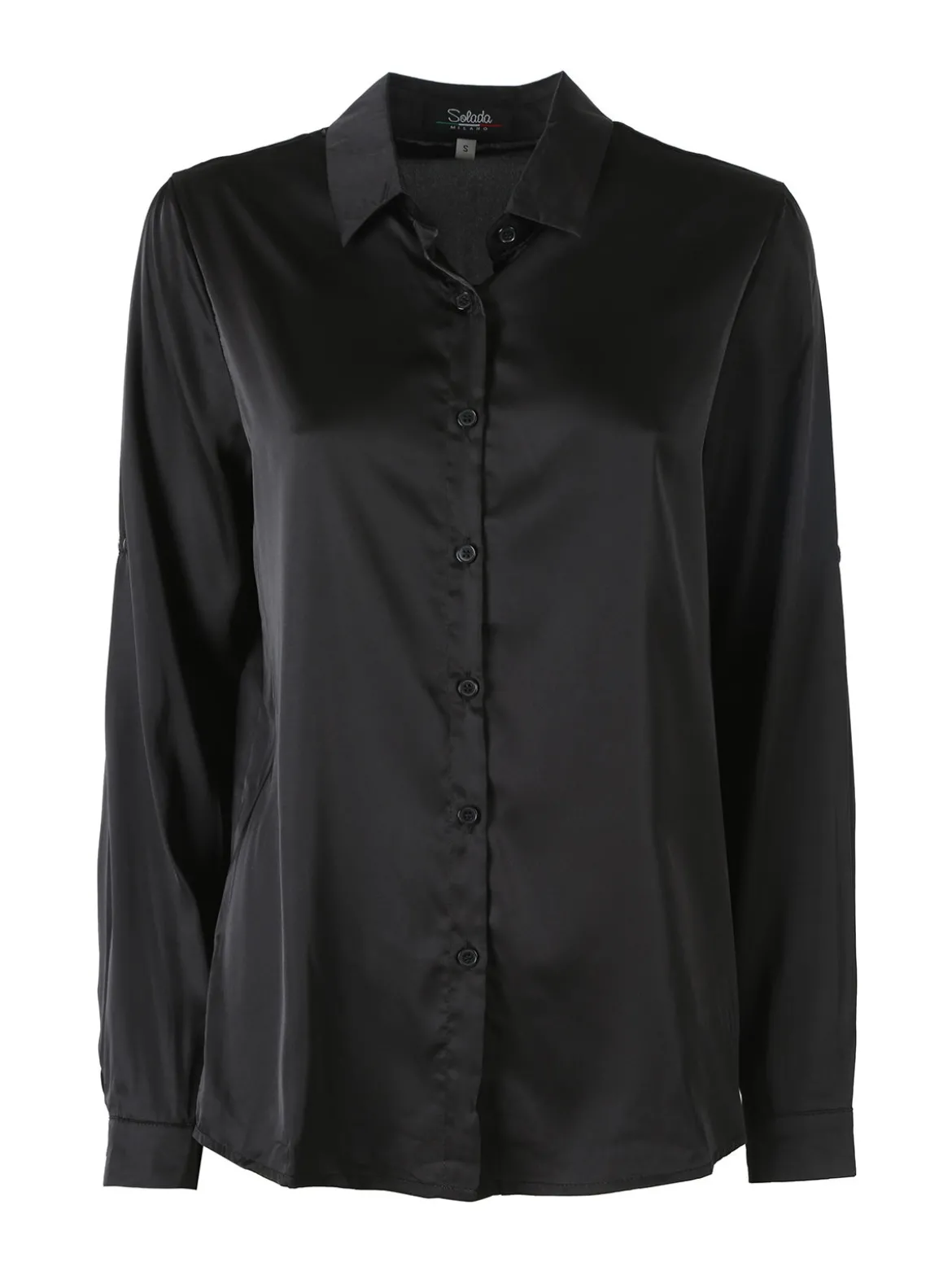 Solada Camicia donna effetto raso a maniche lunghe - nero