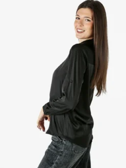 Solada Camicia donna effetto raso a maniche lunghe - nero
