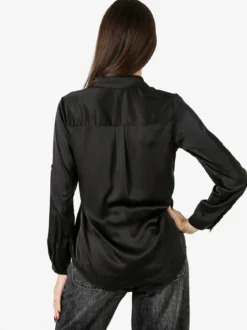 Solada Camicia donna effetto raso a maniche lunghe - nero