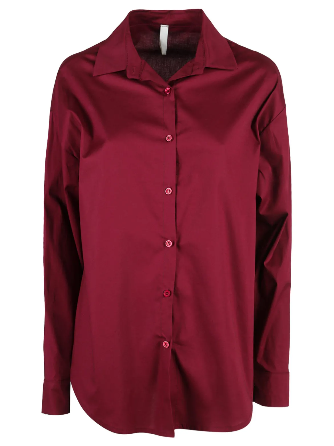 Solada Camicia donna in cotone oversize a maniche lunghe - bordeaux