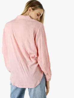 Solada Camicia donna oversize a maniche lunghe in misto cotone - rosa