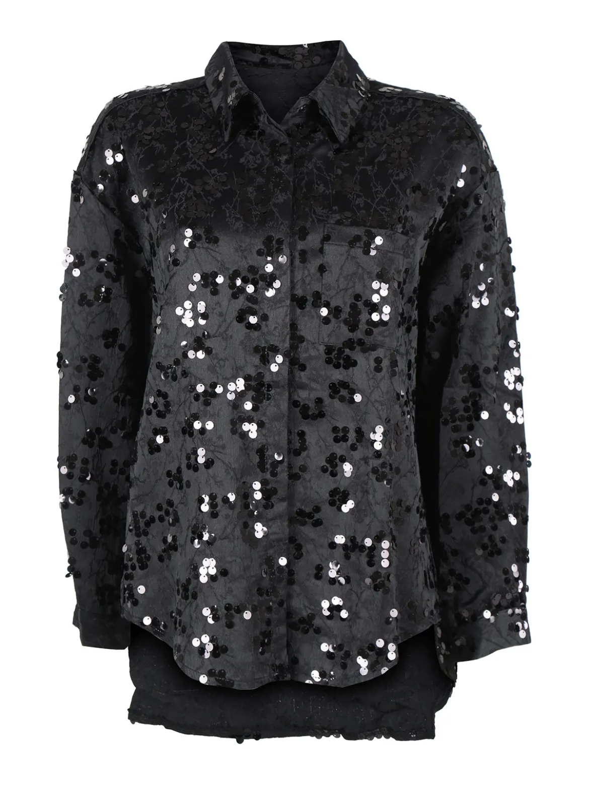 Solada Camicia donna oversize con taschino e paillettes