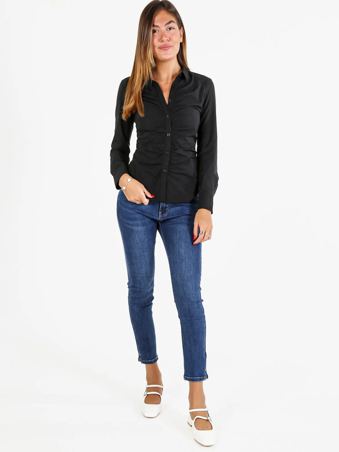 Solada Camicia donna slim a maniche lunghe - nero
