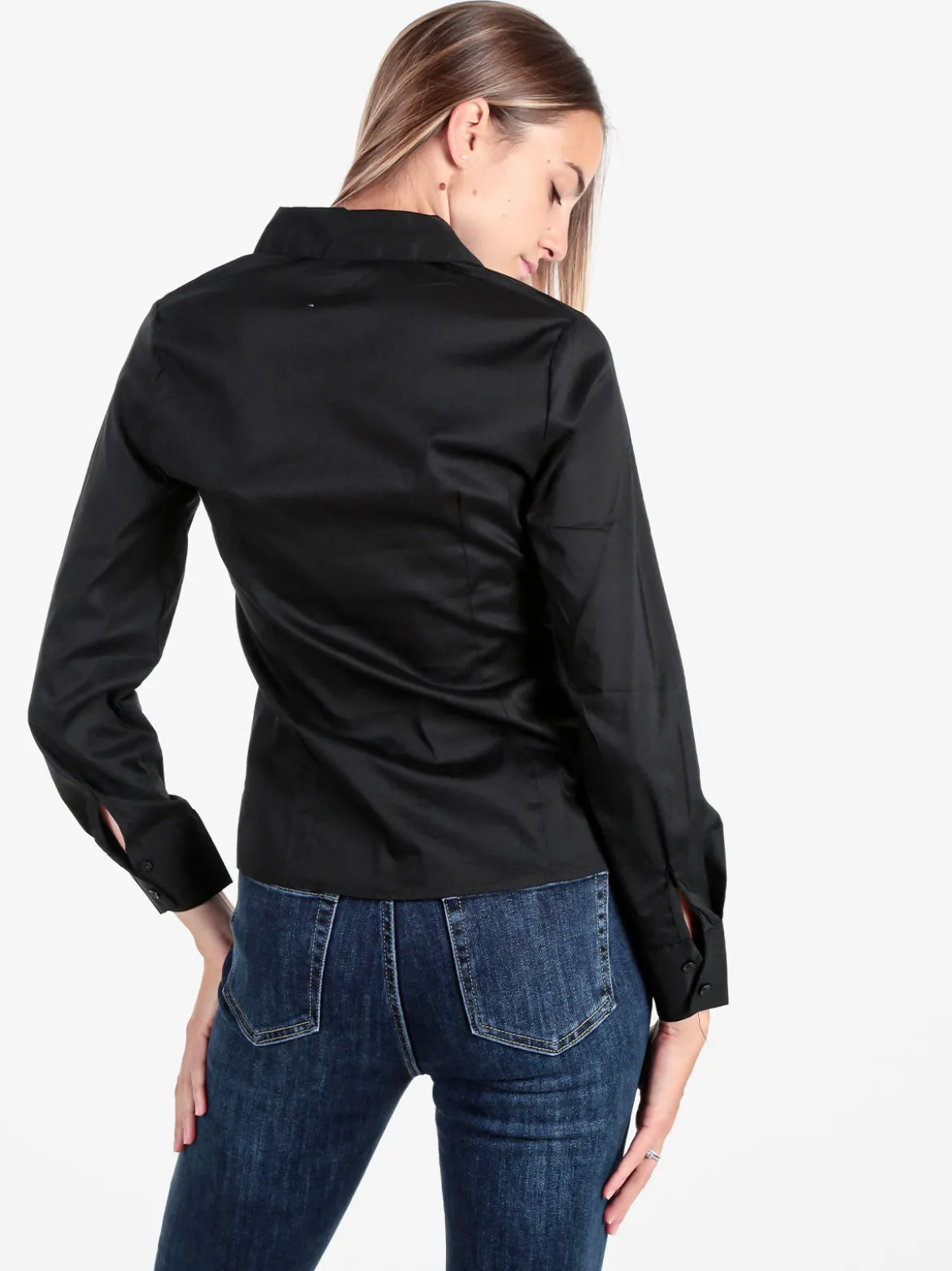 Solada Camicia donna slim fit a maniche lunghe - nero