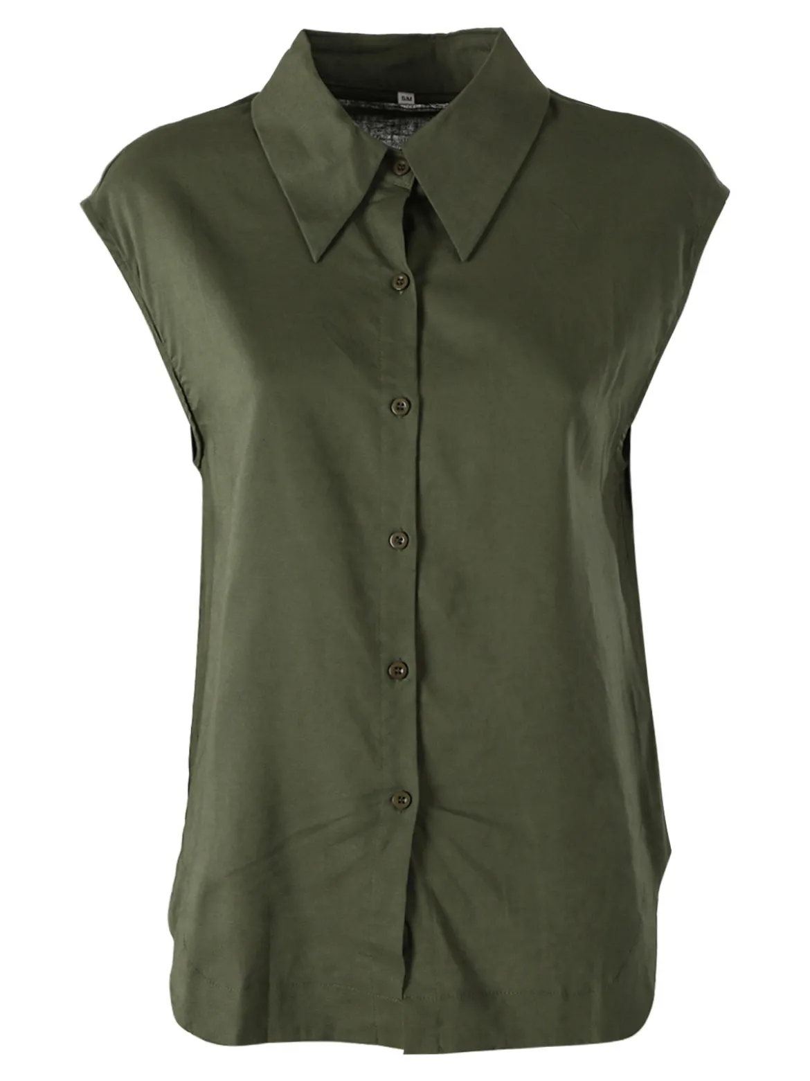 Solada Camicia donna smanicata in misto lino - militare