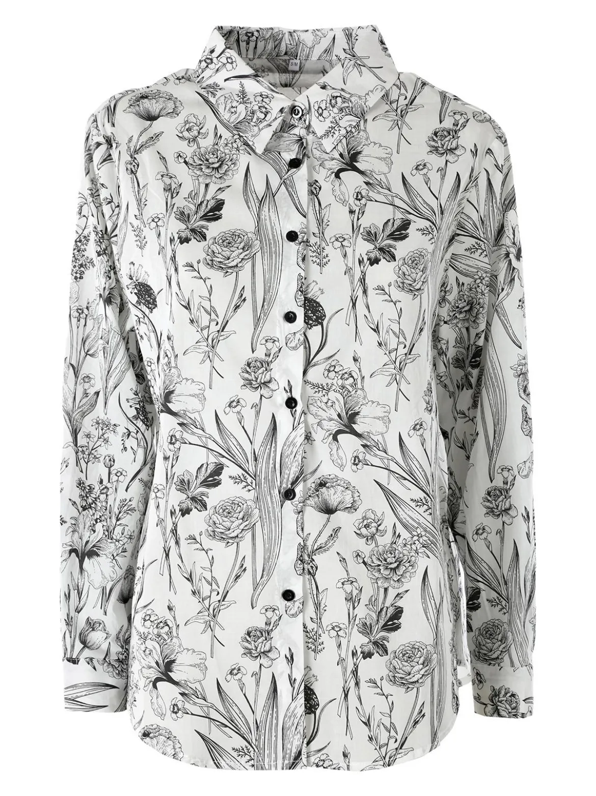 Solada Camicia floreale da donna in cotone a maniche lunghe - nero