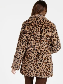 Solada Cappotto donna animalier in pelliccia sintetica