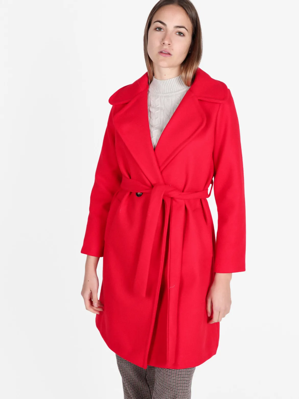 Solada Cappotto donna con cintura e bottoni a doppiopetto