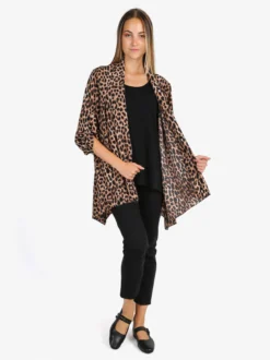 Solada Cardigan donna animalier con top - marrone
