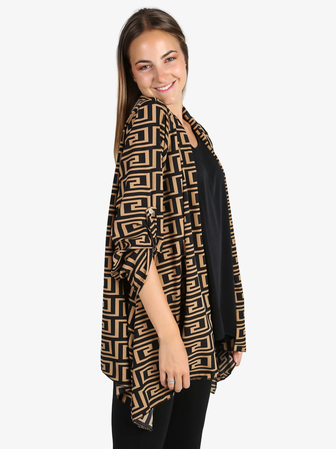 Solada Cardigan donna con stampe e top - cammello