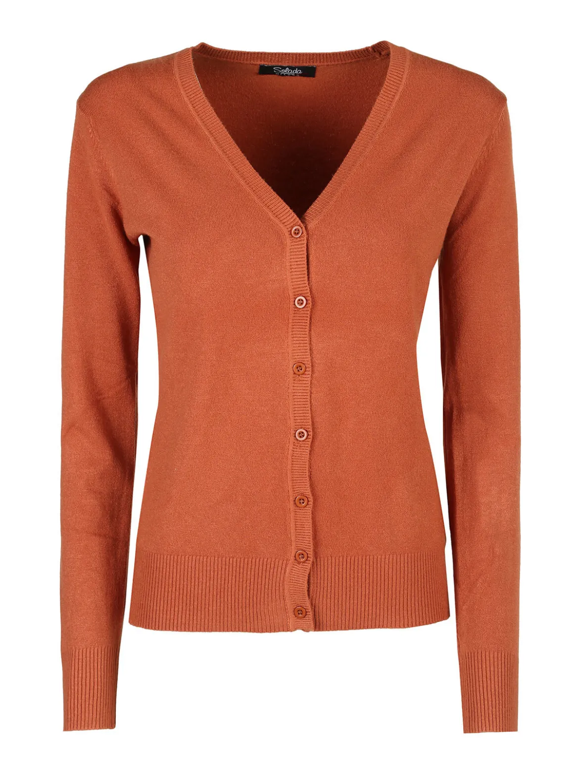 Solada Cardigan donna in maglia con bottoni - arancione