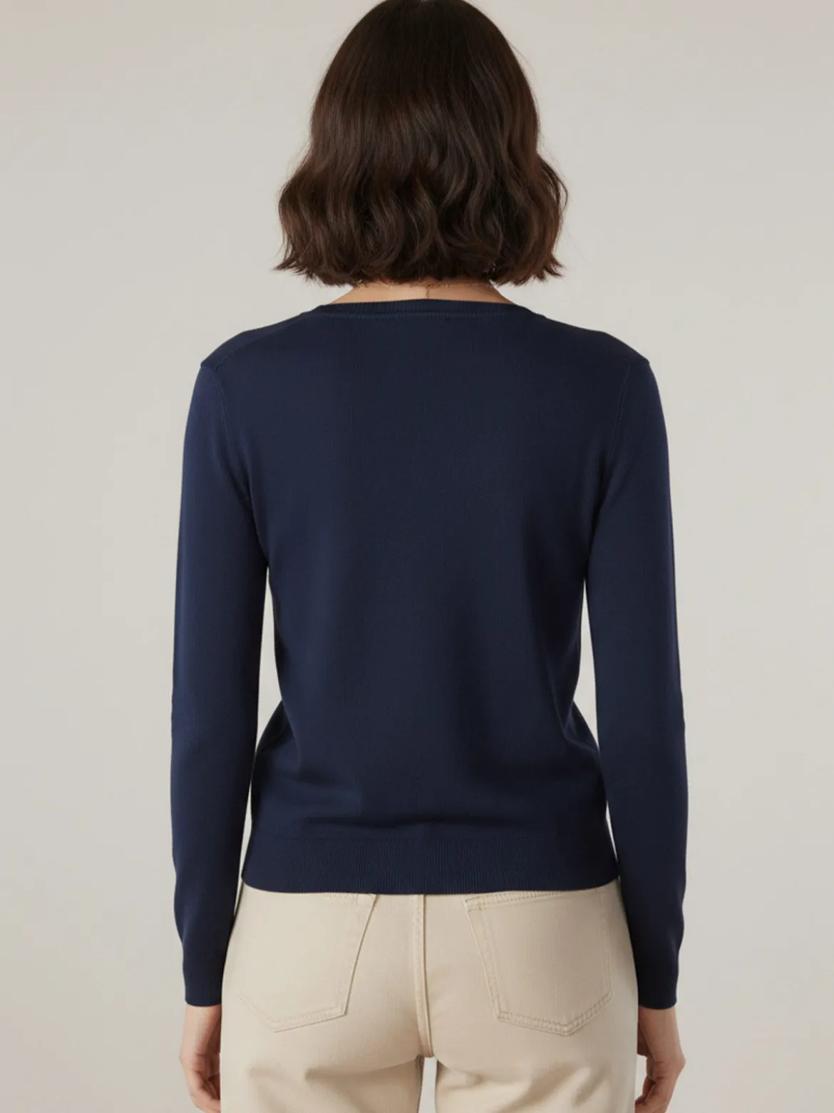 Solada Cardigan donna in maglia con bottoni - blu scuro
