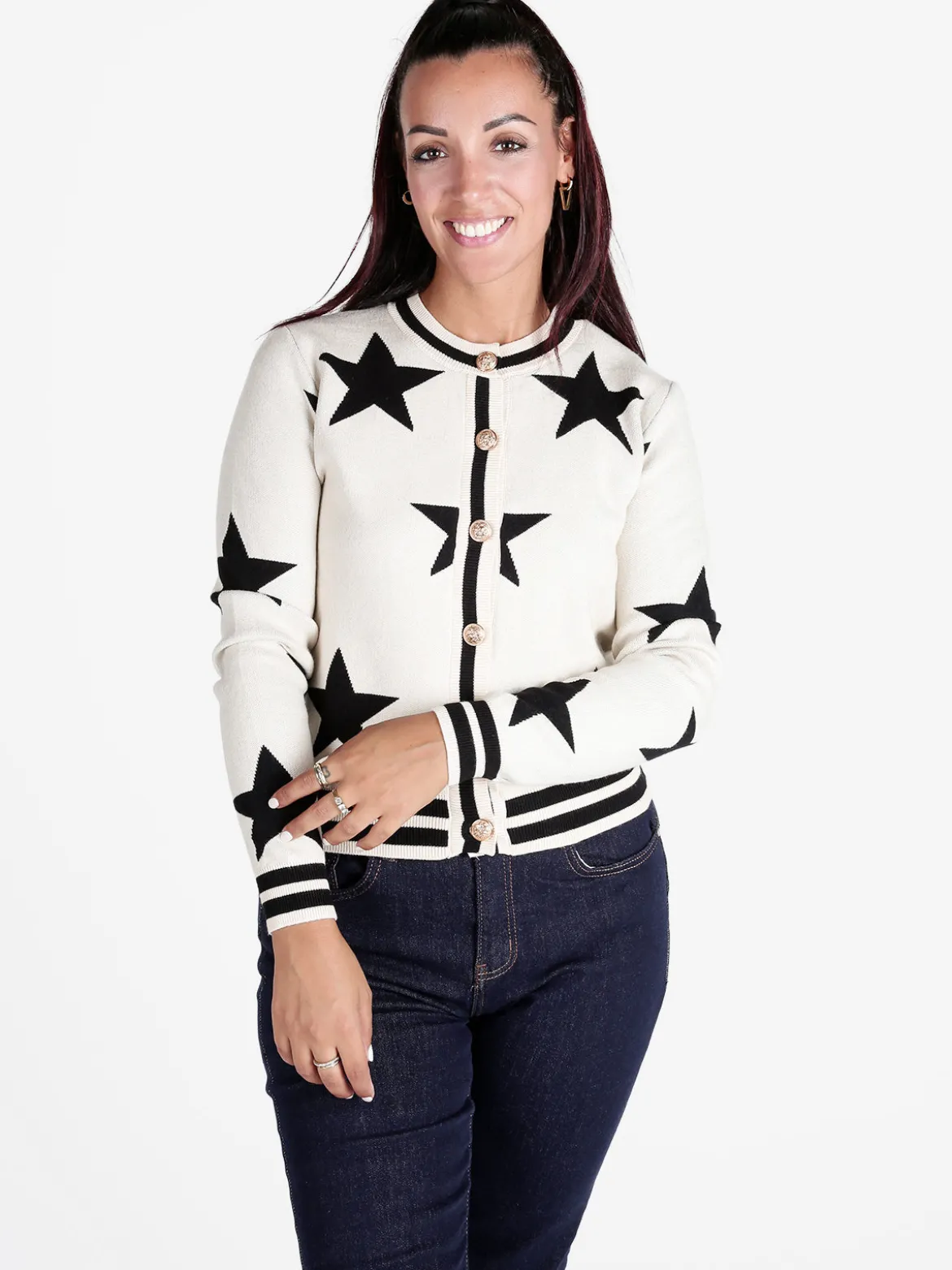 Solada Cardigan donna in maglia con bottoni dorati