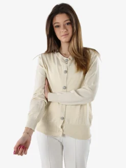 Solada Cardigan donna in maglia con bottoni gioiello - beige