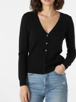 Solada Cardigan donna in maglia con bottoni - nero