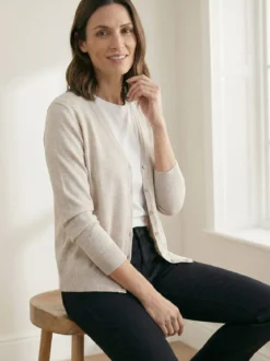 Solada Cardigan donna in maglia con bottoni - panna