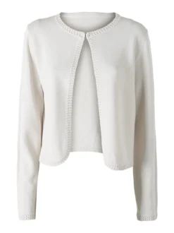 Solada Cardigan donna in maglia con gancino di chiusura - beige
