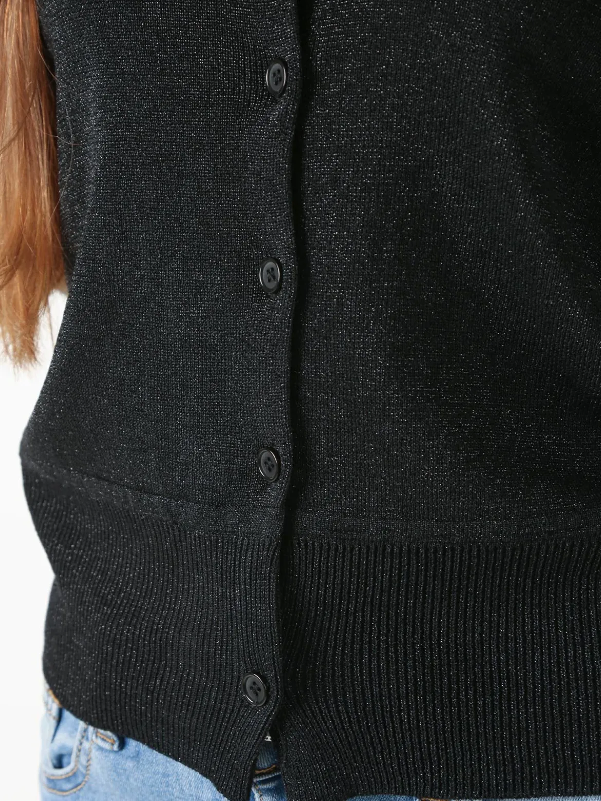 Solada Cardigan donna lurex con bottoni - nero