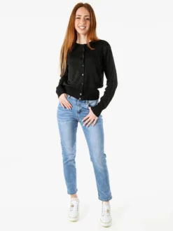 Solada Cardigan donna lurex con bottoni - nero
