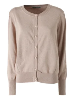 Solada Cardigan donna lurex in maglia con bottoni - cammello
