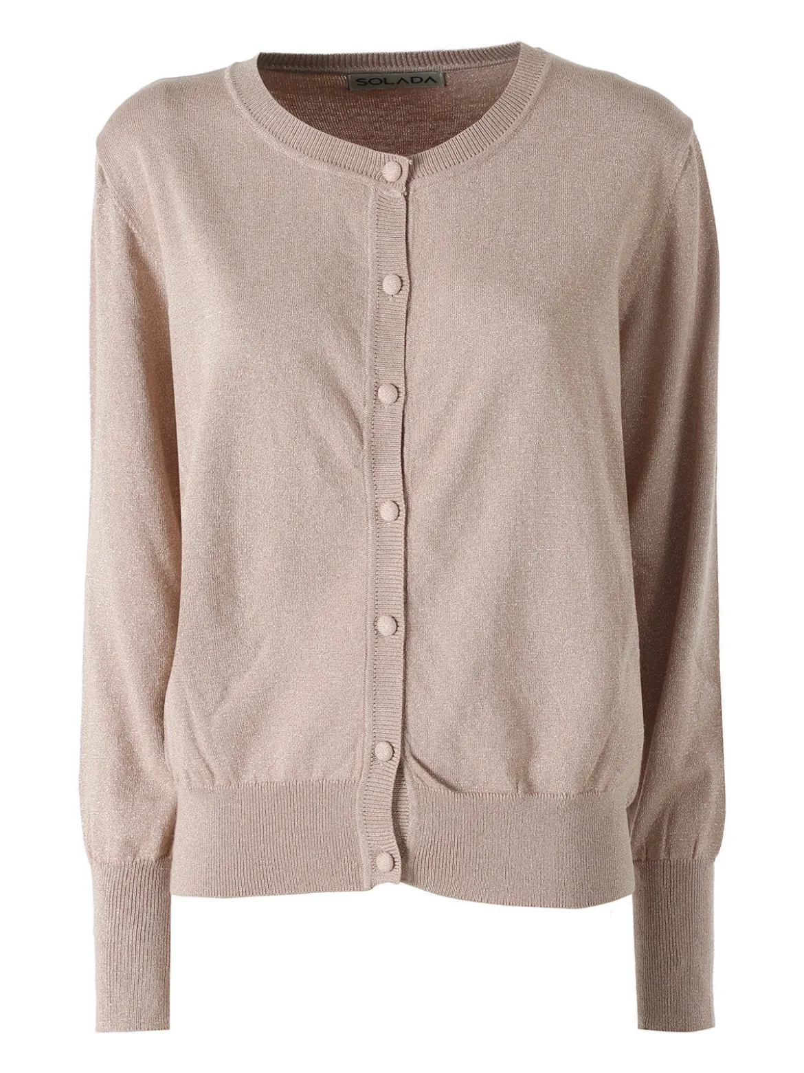 Solada Cardigan donna lurex in maglia con bottoni - cammello