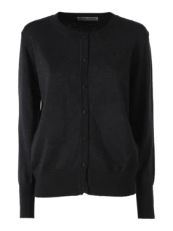 Solada Cardigan donna lurex in maglia con bottoni - nero