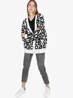 Solada Cardigan donna oversize in maglia con stampe