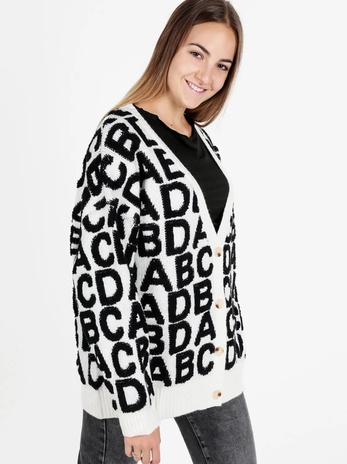 Solada Cardigan donna oversize in maglia con stampe