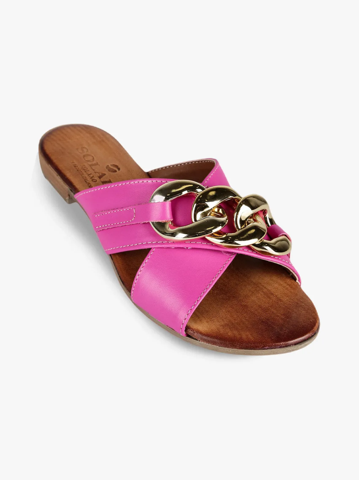 Solada Ciabatte in pelle donna con catena