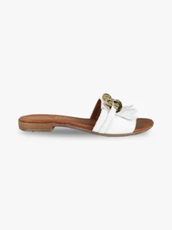 Solada Ciabatte in pelle donna con nappine