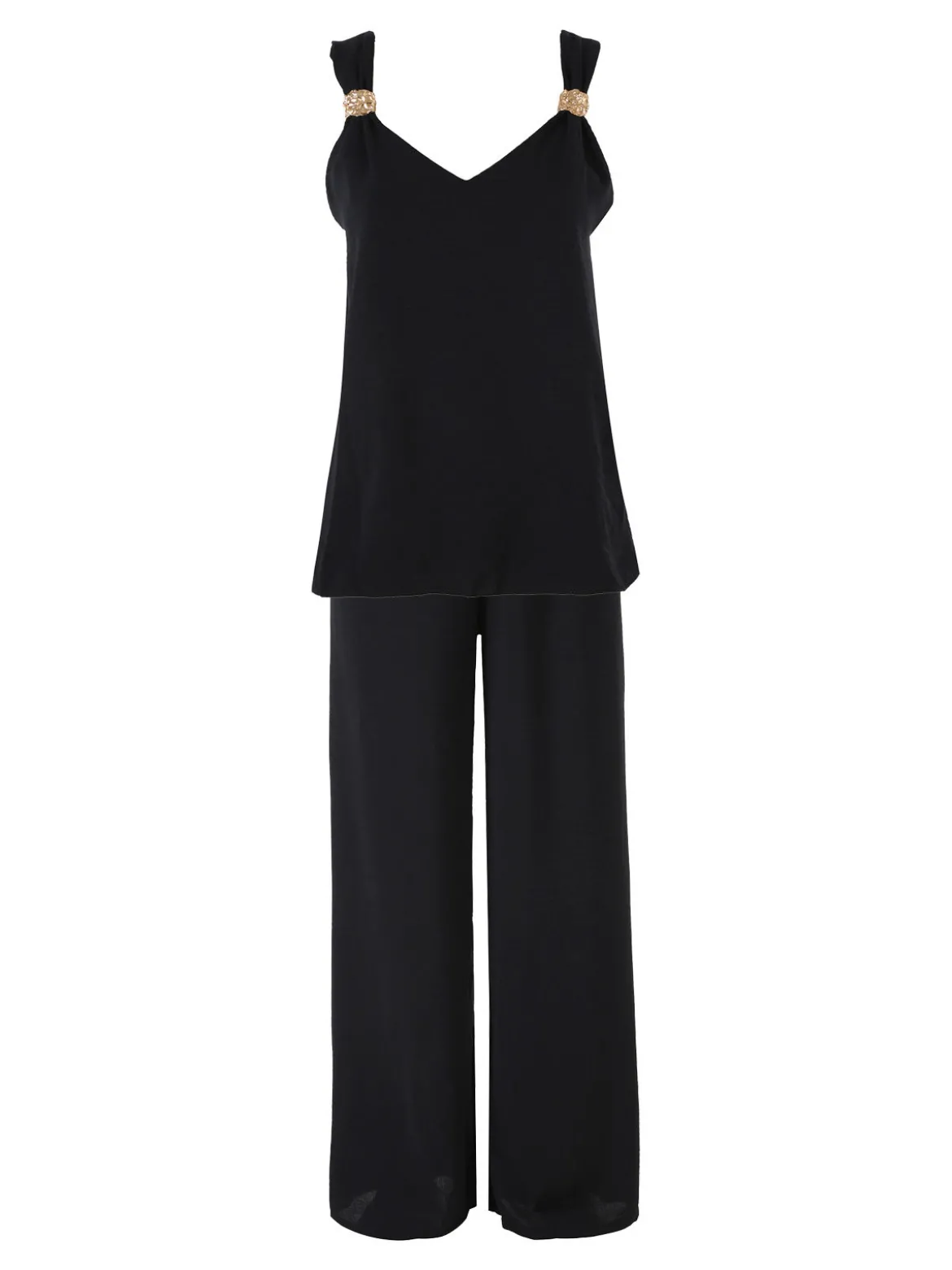 Solada Completo casual da donna con top e pantaloni a gamba larga - nero