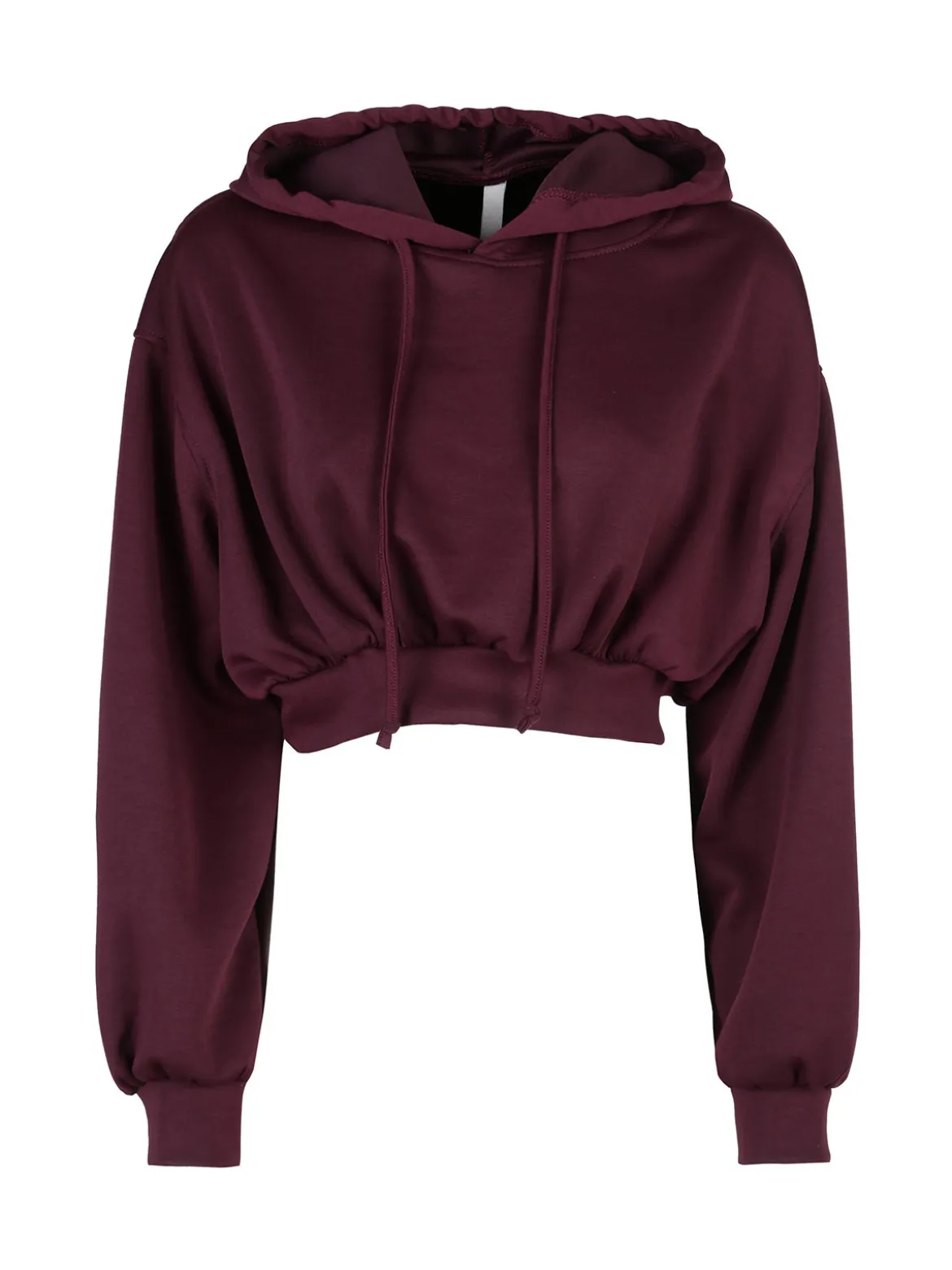Solada Felpa donna cropped oversize con cappuccio - bordeaux