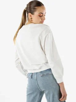 Solada Felpa donna girocollo con stampa cuori animalier - bianco