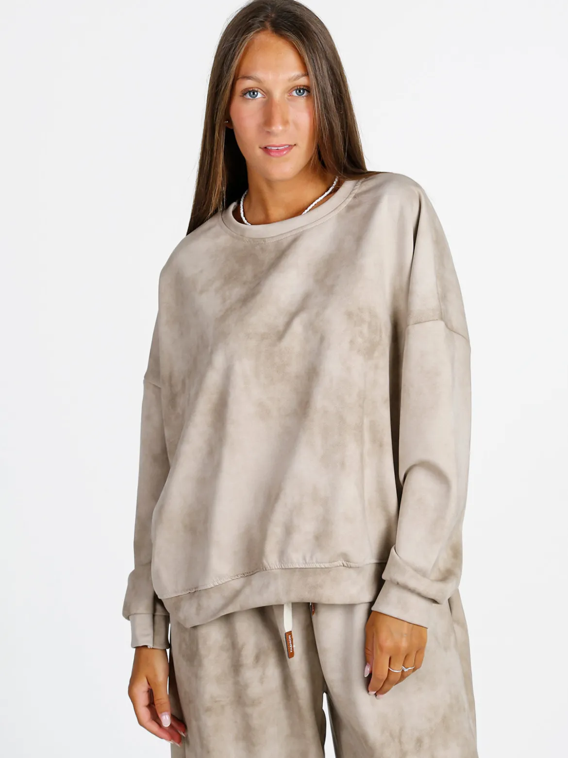 Solada Felpa donna girocollo oversize - beige