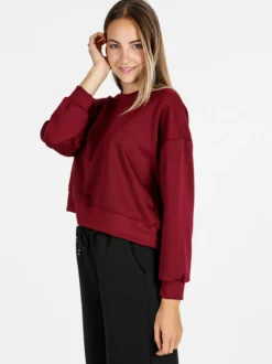 Solada Felpa donna oversize girocollo - bordeaux