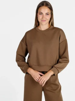 Solada Felpa donna oversize girocollo - marrone
