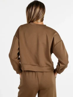 Solada Felpa donna oversize girocollo - marrone
