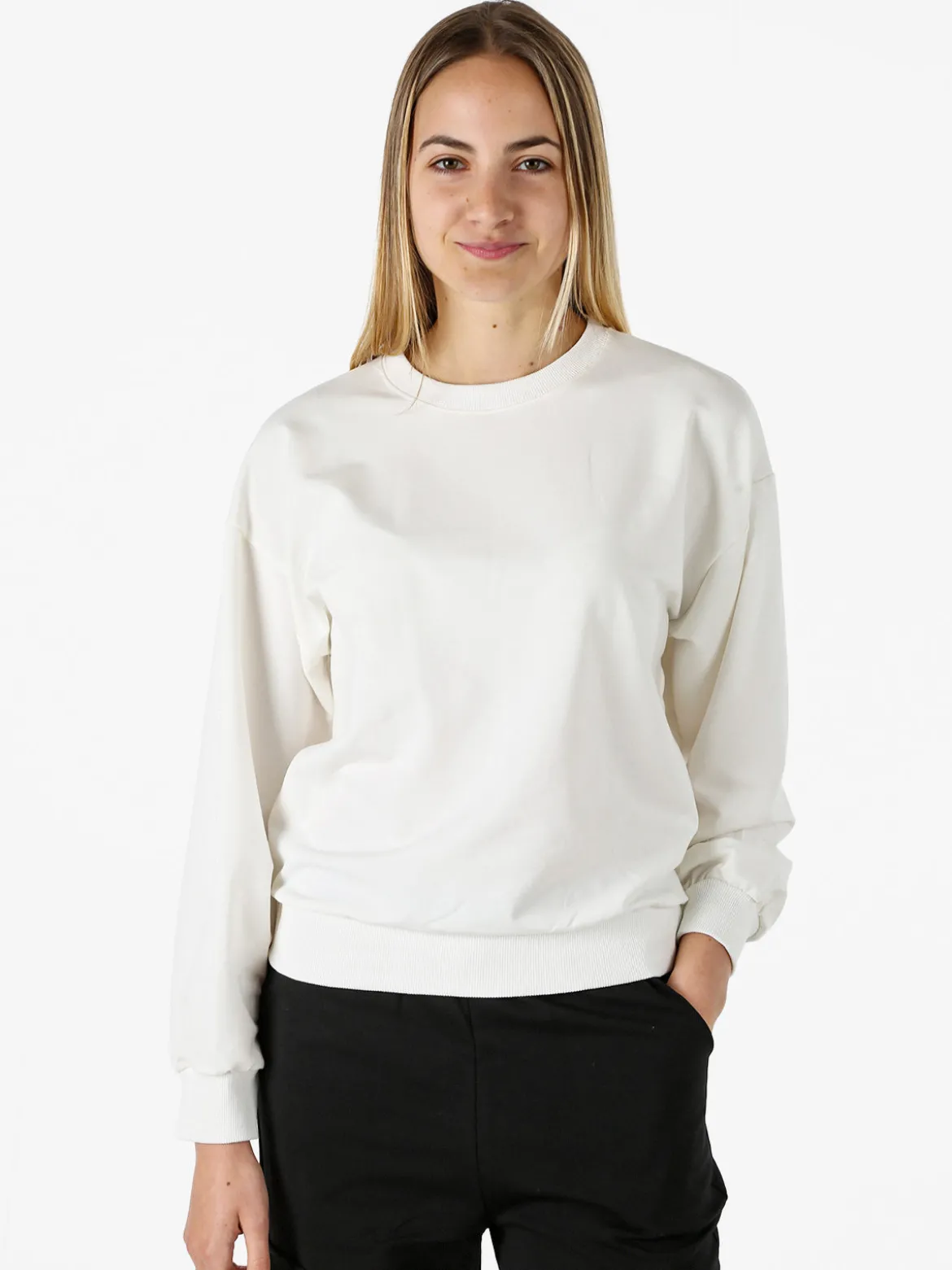Solada Felpa girocollo da donna in cotone - bianco
