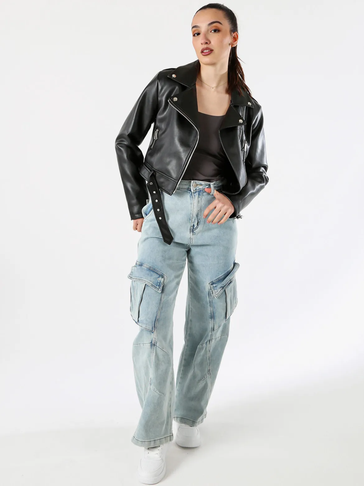 Solada Giacca biker da donna in ecopelle - nero