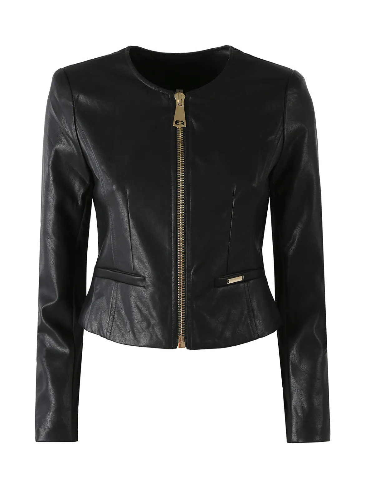 Solada Giacca corta da donna in ecopelle con zip - nero
