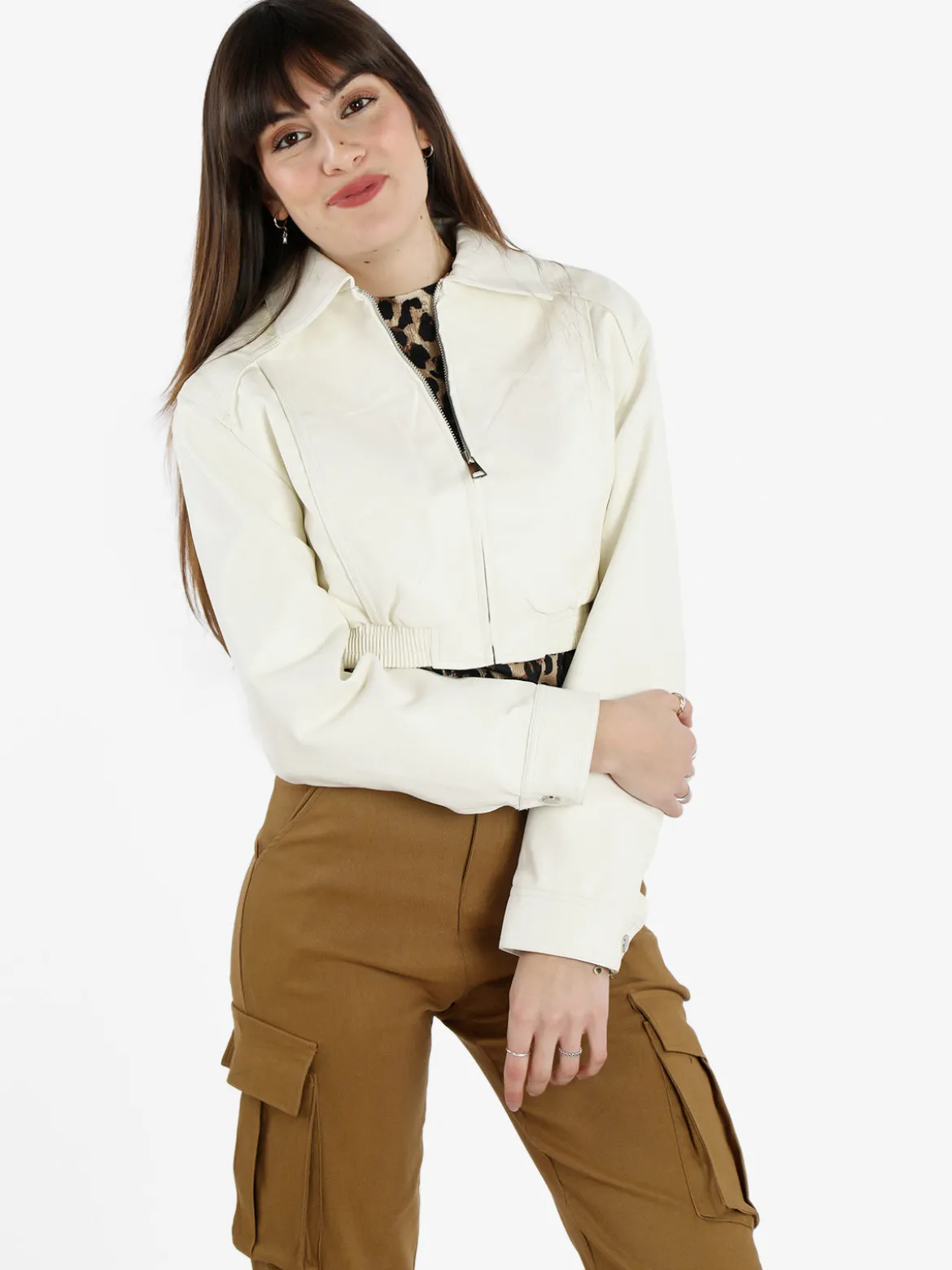 Solada Giacca cropped da donna in ecopelle